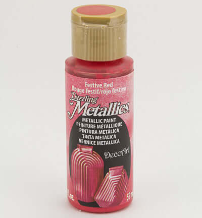 DecoArt Dazzling Metallics Festive Red 59 ml – parelmoer metallic acrylverf