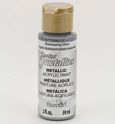 DecoArt Dazzling Metallics Shimmering Silver 59 ml – parelmoer metallic acrylverf