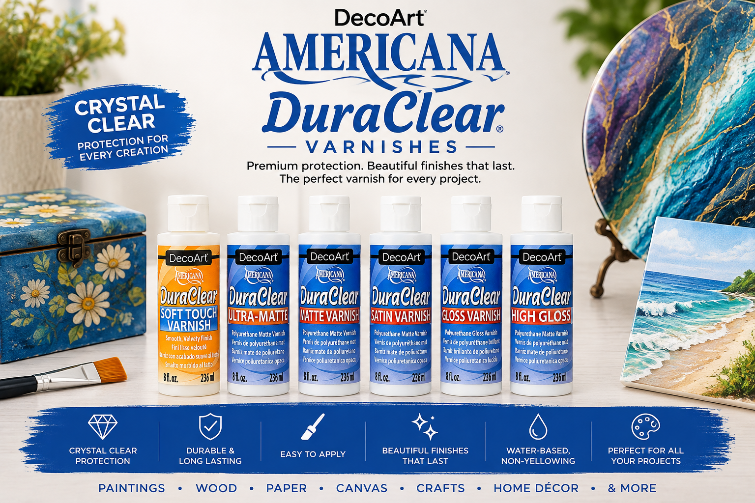 DecoArt DuraClear vernis in mat, satijn en glans