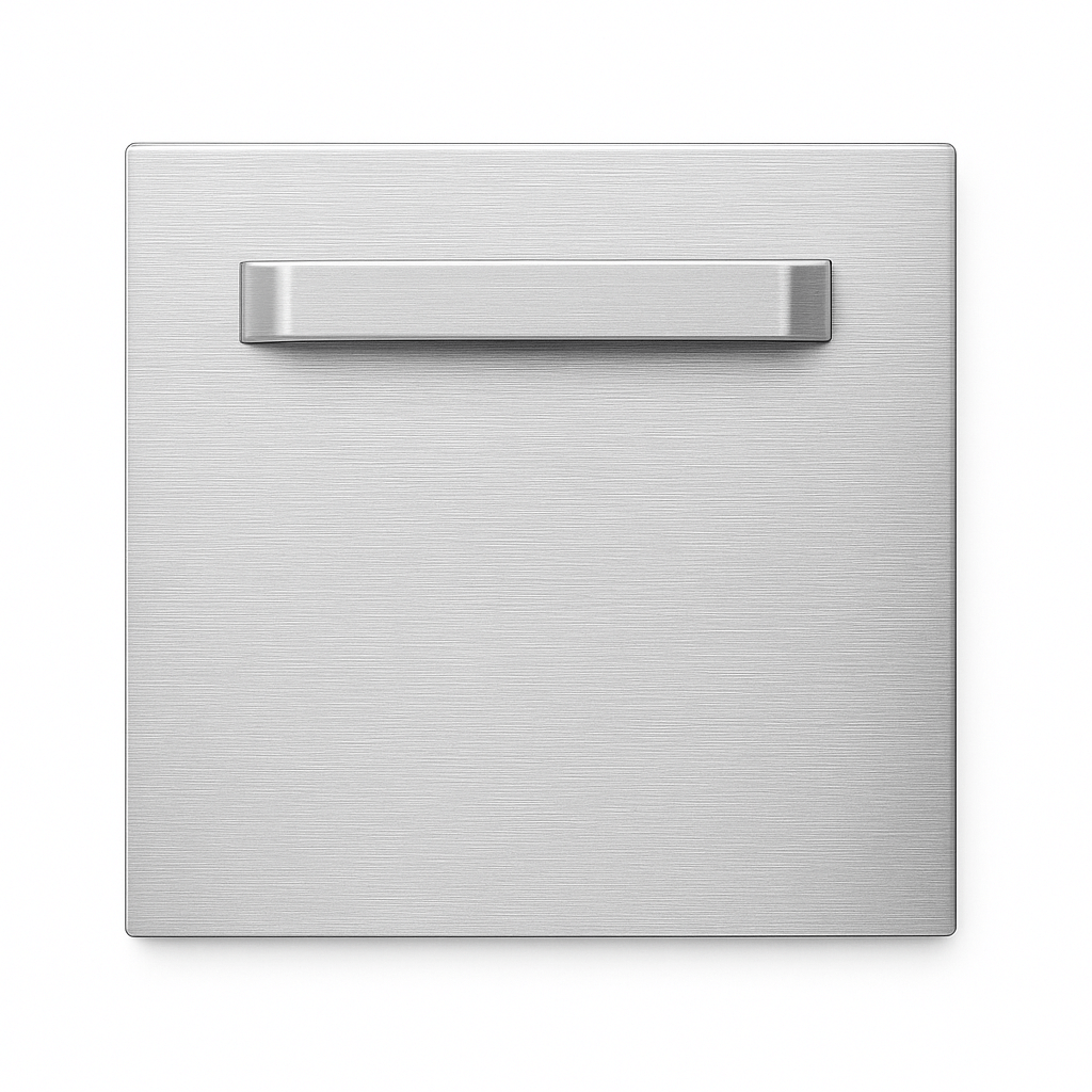 Dibond hanger 10×10 cm voor onzichtbare montage, brushed metaal – frontaal