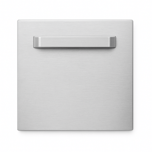 Dibond hanger 10×10 cm voor onzichtbare montage, brushed metaal – frontaal