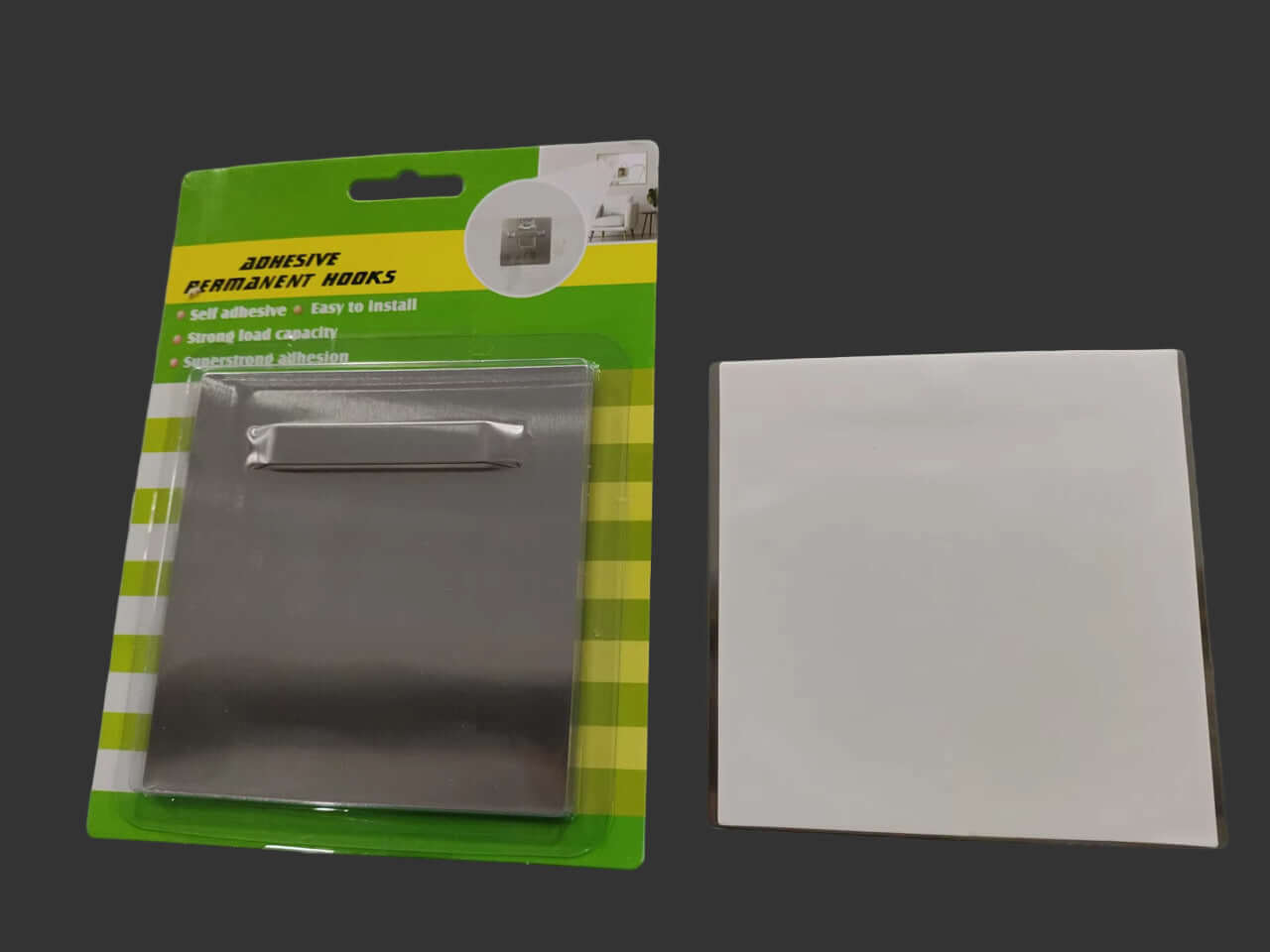 Dibond hanger 10×10 cm voor onzichtbare montage, brushed metaal