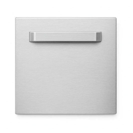 Dibond hanger 10×10 cm voor onzichtbare montage, brushed metaal – frontaal