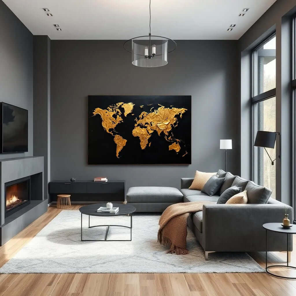 Embossed World Map - Online Schilderij - Canvas Schilderij