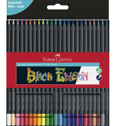 Faber Castell Black Edition – Kleurpotloden set van 24 met rijke pigmenten en fluweelzachte kleurafgifte.