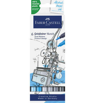 Faber-Castell Goldfaber Product Design etui met 6 dubbelzijdige alcoholmarkers