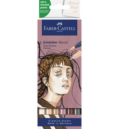 Faber-Castell Goldfaber Sketch Markers Portrait etui met 6 alcoholmarkers