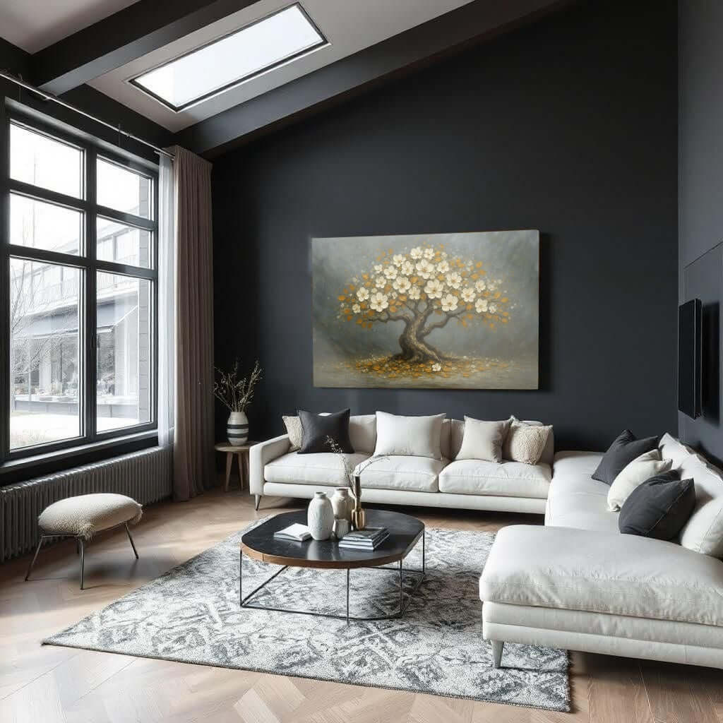 Glas Schilderij Koperbloesem Bonsai