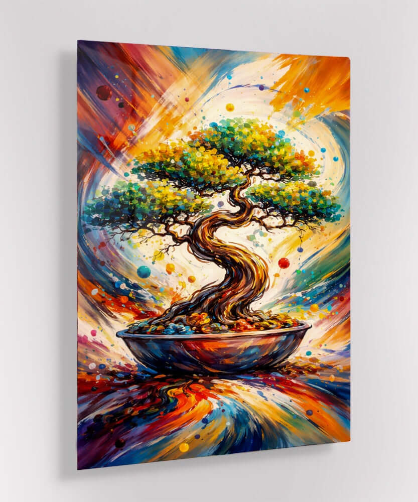 Glas Schilderij Abstracte Bonsai