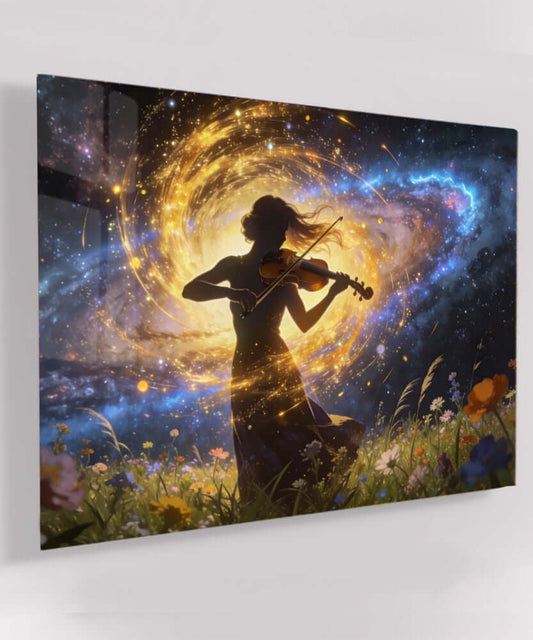 Glas Schilderij Cosmische Viool