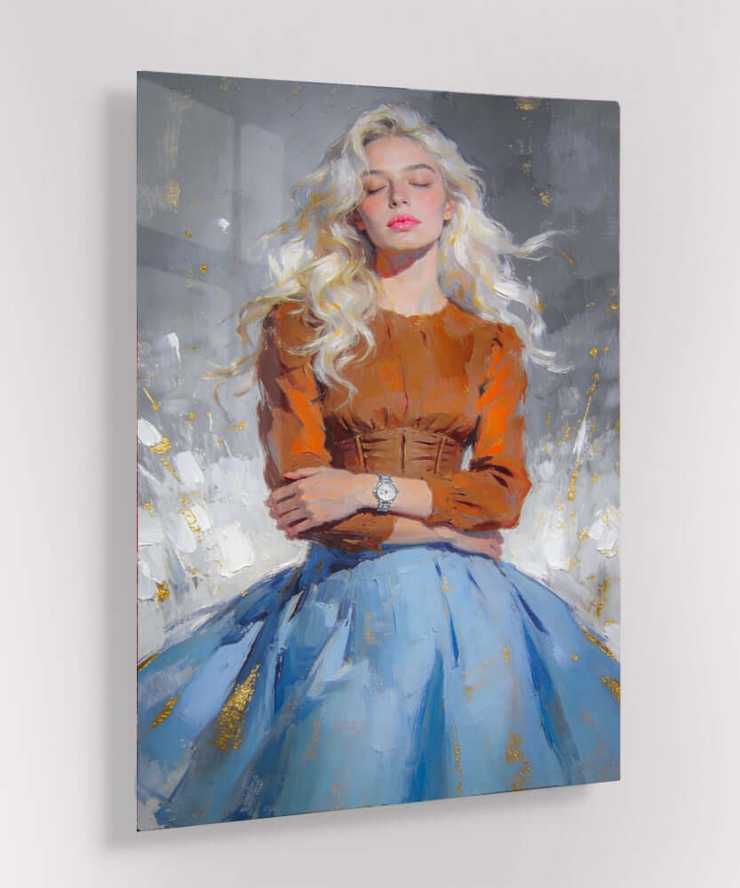Glas Schilderij Ethereal Blonde Woman
