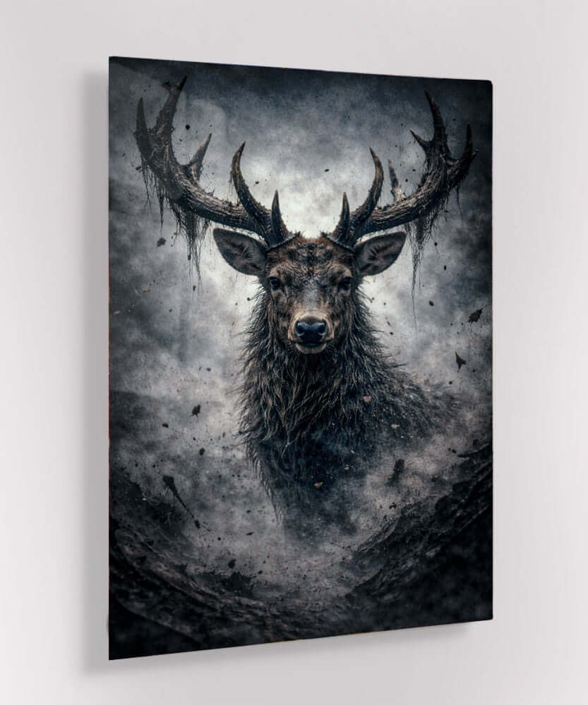 Glas Schilderij Majestueus Hert met Gewei