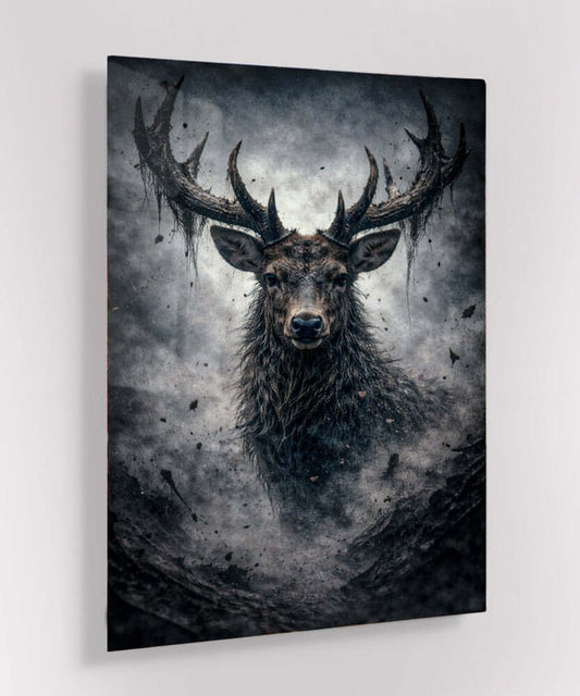 Glas Schilderij Majestueus Hert met Gewei