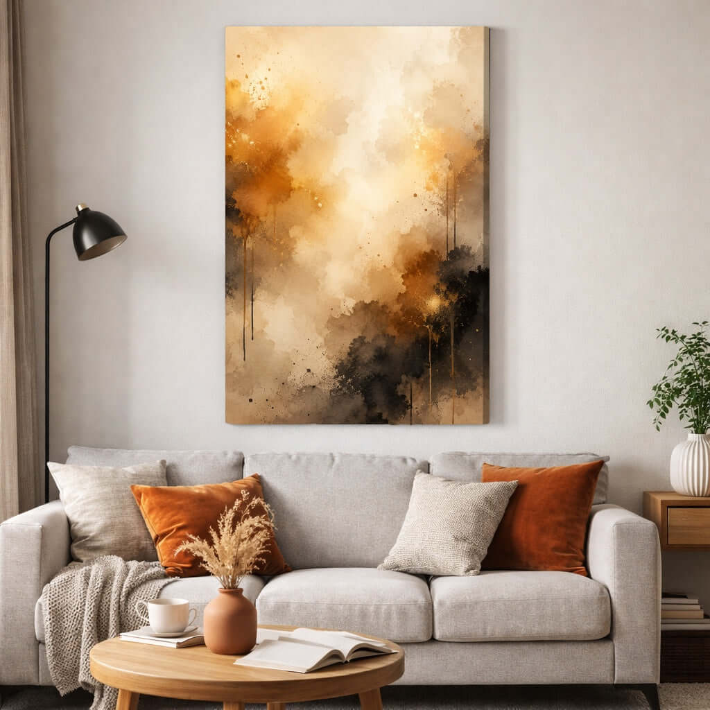Golden Mist Abstract Canvas