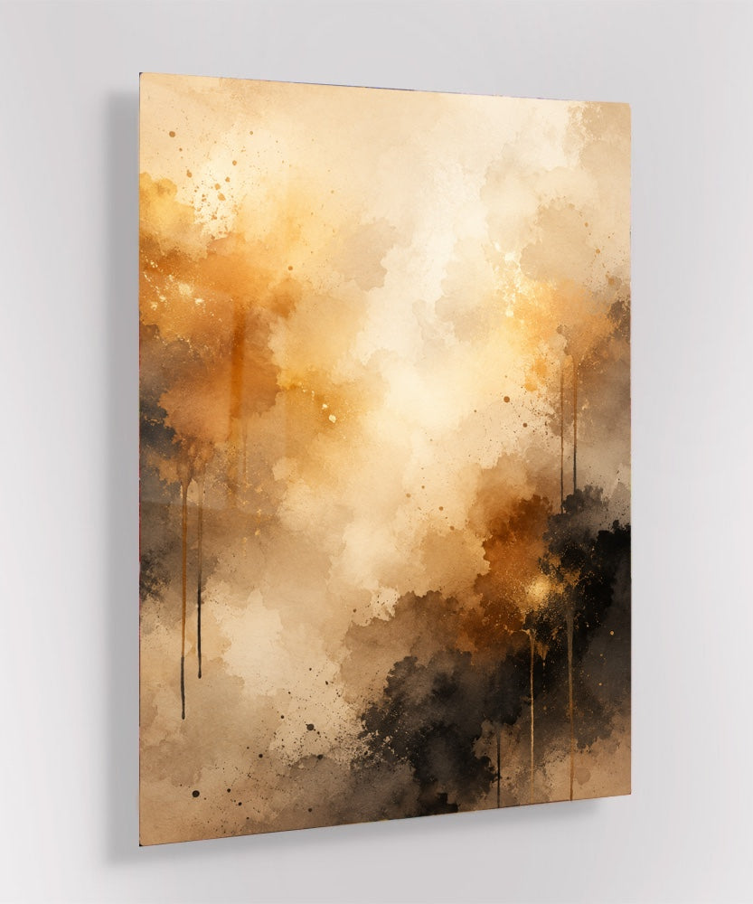 Golden Mist Abstract Glas Schilderij