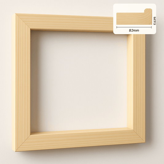 Spieraam 1:1 - Vierkant canvas frame met afmeting en gratis spietjes voor kunstenaars.