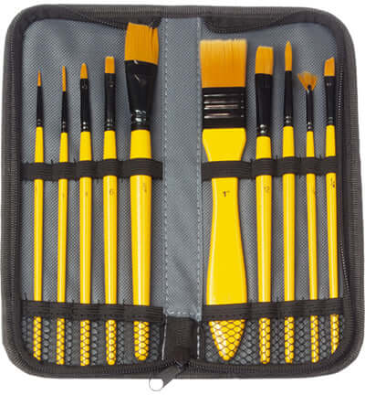 Kangaro acrylverf penselen set – 10 nylon penselen in etui