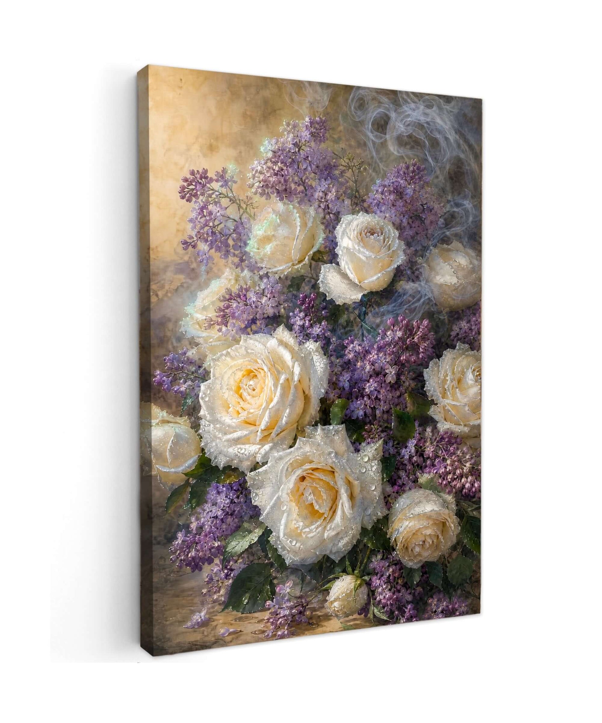 Lavendel & Witte Rozen Canvas Schilderij