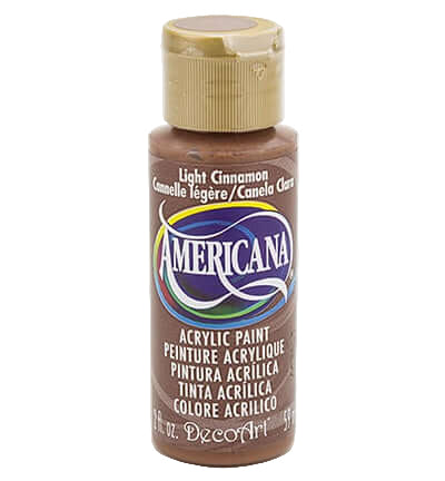 Light Cinnamon Americana acrylic paint bottle from Americana DecoArt, ideal for art and home decor projects.
