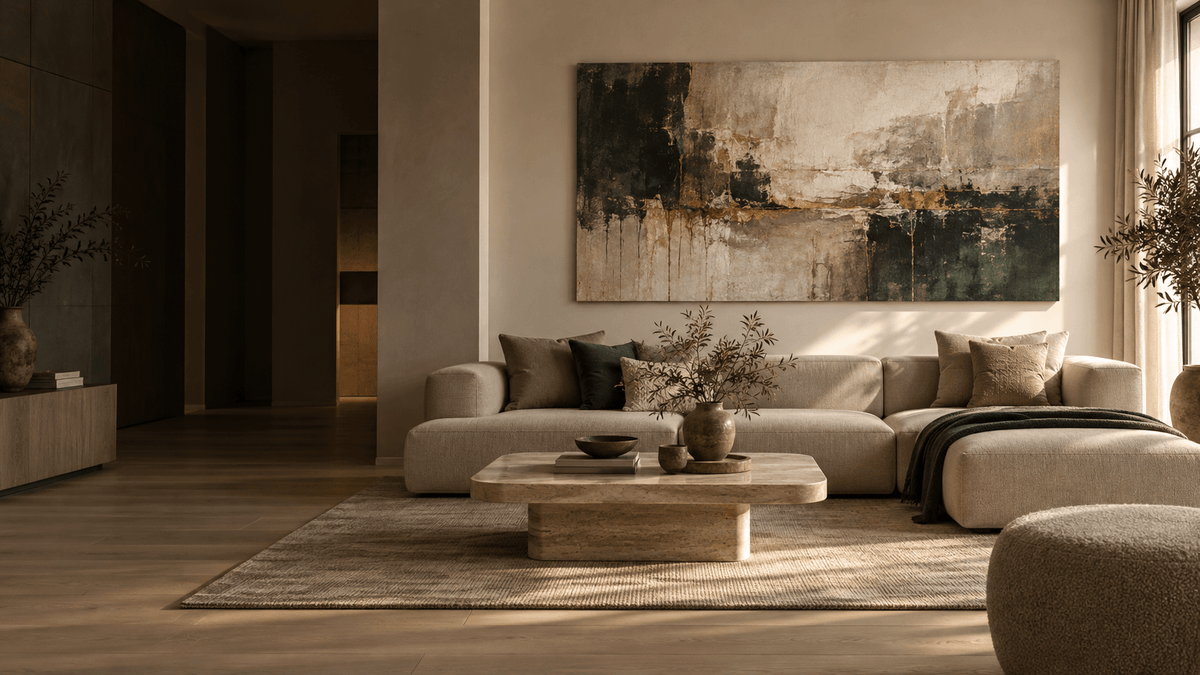 Luxe canvas schilderij in een modern interieur
