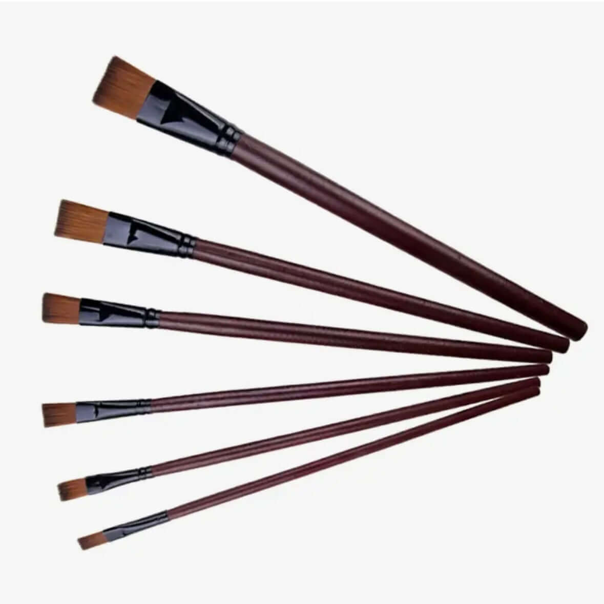 Platte verfkwasten – 6-delige professionele kunstenaarskwasten set voor soepel schilderen en strakke lijnen.