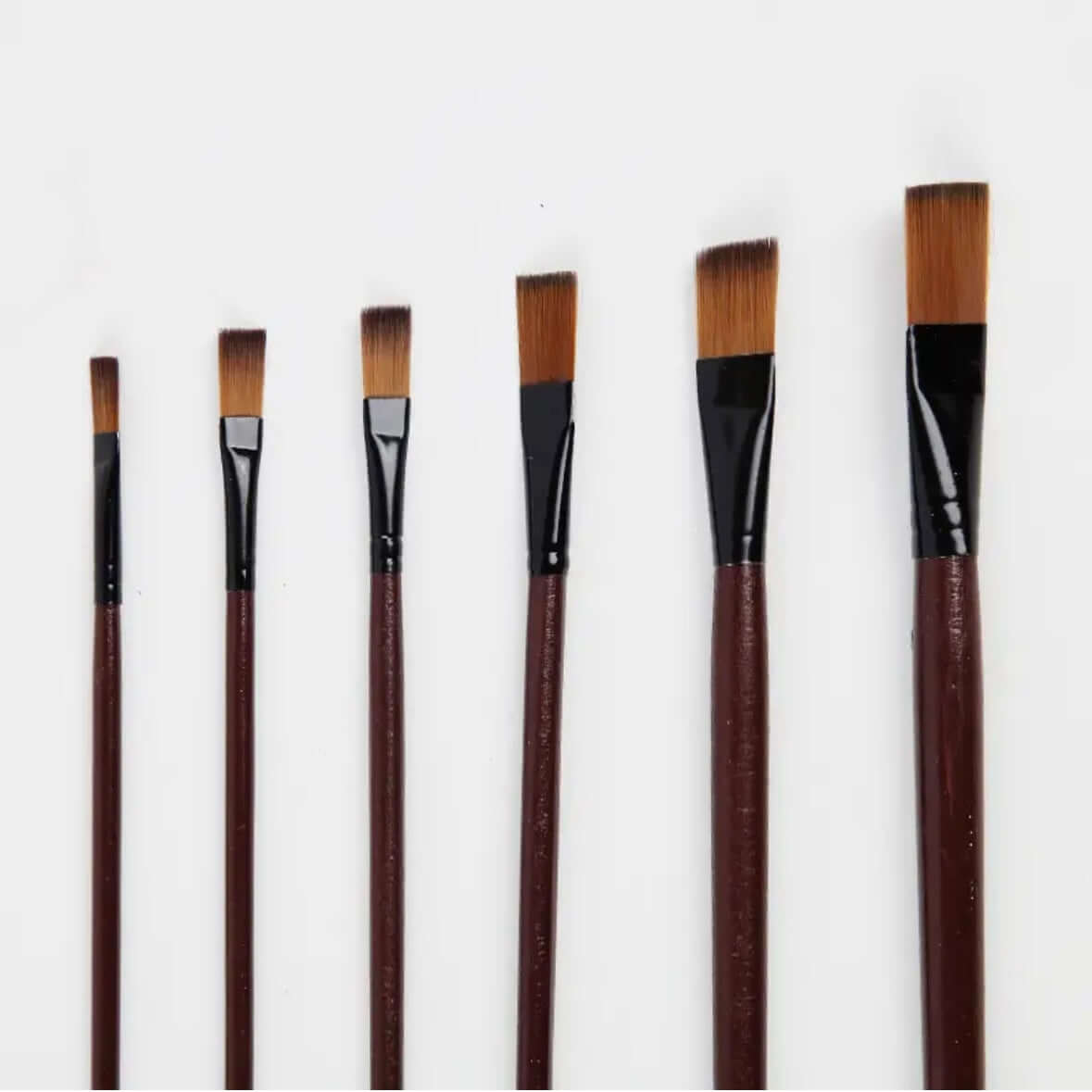 Platte verfkwasten set van 6 professionele kunstenaarskwasten voor acryl, waterverf en olieverf.