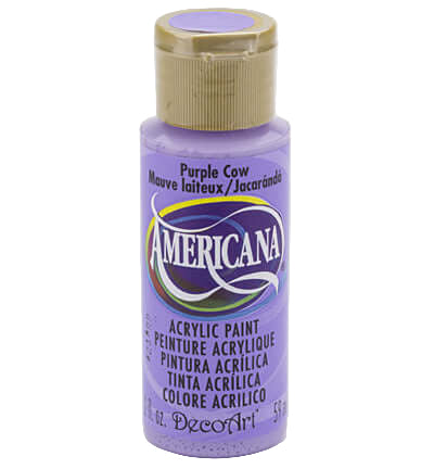 Purple Cow Americana acrylic paint by DecoArt in a 59 ml bottle with a matte finish.