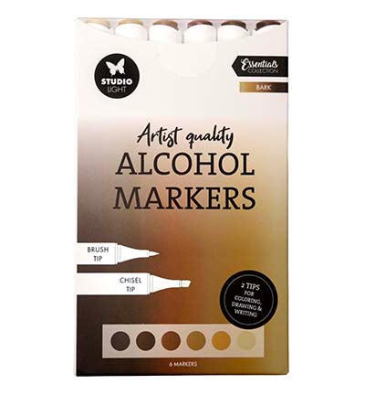 Studio Light Alcohol Markers Bark Essentials nr. 41 set met 6 dubbelzijdige markers