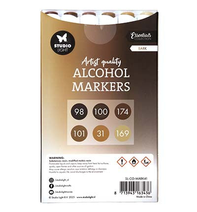 Studio Light Alcohol Markers Bark Essentials nr. 41 set met 6 dubbelzijdige markers