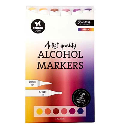 Studio Light Alcohol Markers Dahlia Essentials nr. 39 set met 6 dubbelzijdige markers