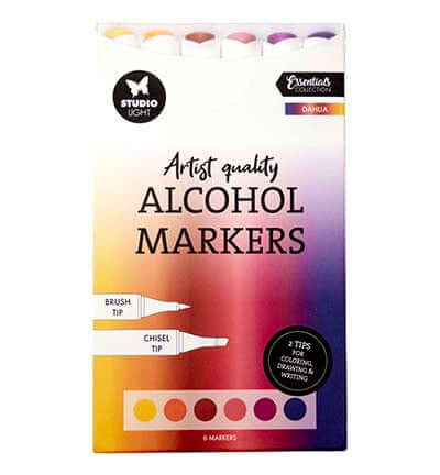Studio Light Alcohol Markers Dahlia Essentials nr. 39 set met 6 dubbelzijdige markers