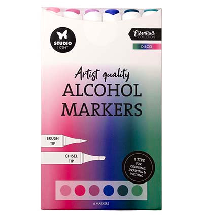 Studio Light Alcohol Markers Disco Essentials nr. 40 set met 6 dubbelzijdige markers
