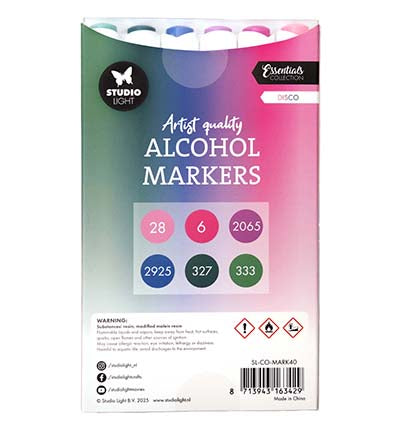 Studio Light Alcohol Markers Disco Essentials nr. 40 set met 6 dubbelzijdige markers