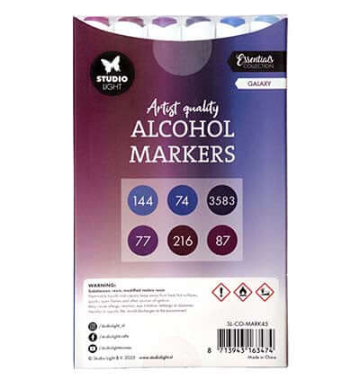 Studio Light Alcohol Markers Galaxy Essentials nr. 45 set met 6 dubbelzijdige alcoholmarkers