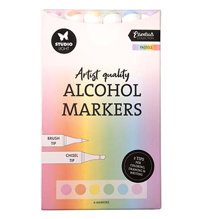 Studio Light Alcohol Markers Pastels Essentials nr. 36 set met 6 dubbelzijdige pastelmarkers