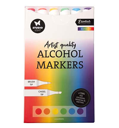 Studio Light Alcohol Markers Rainbow Essentials nr. 34 set met 6 dubbelzijdige markers