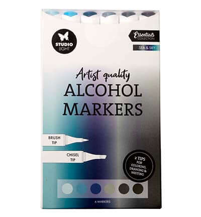 Studio Light Alcohol Markers Sea & Sky Essentials nr. 44 set met 6 dubbelzijdige markers