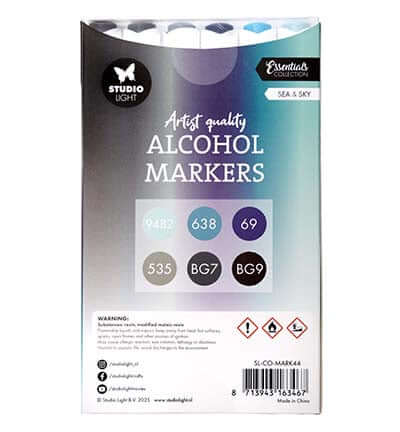 Studio Light Alcohol Markers Sea & Sky Essentials nr. 44 set met 6 dubbelzijdige markers