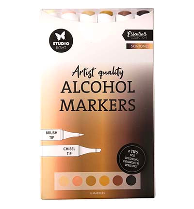 Studio Light Alcohol Markers Skintones Essentials nr. 35 set met 6 dubbelzijdige markers