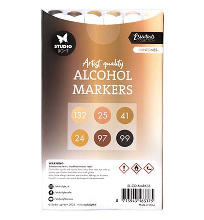 Studio Light Alcohol Markers Skintones Essentials nr. 35 set met 6 dubbelzijdige markers