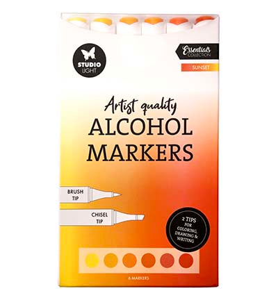Studio Light Alcohol Markers Sunset Essentials nr. 38 set met 6 dubbelzijdige markers