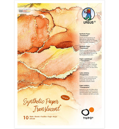 Ursus Synthetisch Yupo Papier Translucent Wit 153 g/m² – 10 Vellen met kleurrijke kunst werk.