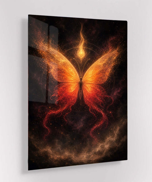 Vuurvlinder Glas Schilderij