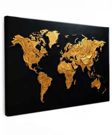 Embossed World Map - Online Schilderij - Canvas Schilderij