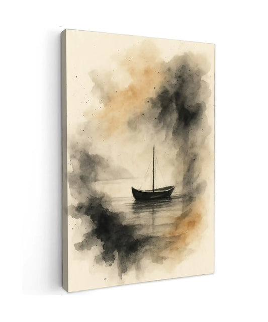 canvas schilderij Solitude Afloat boot