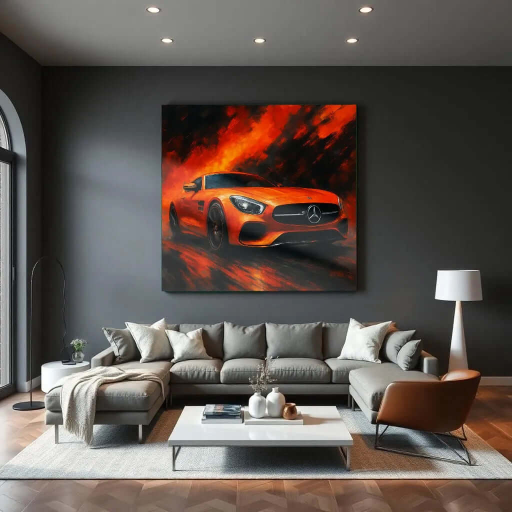 AMG GT A Burst of Color - Online Schilderij - Glas Schilderij