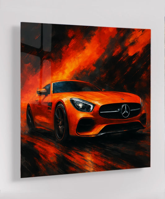 AMG GT A Burst of Color - Online Schilderij - Glas Schilderij