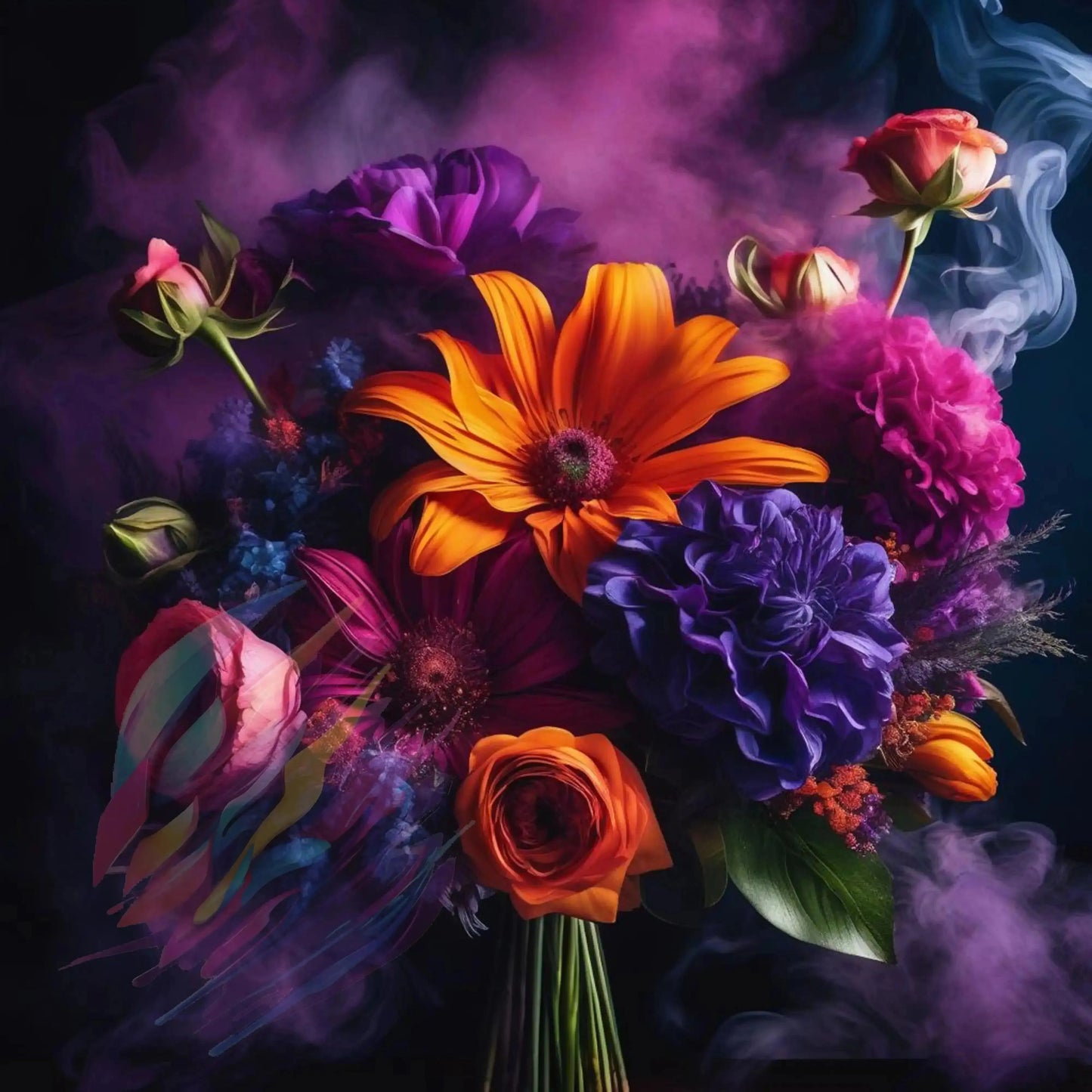 Midnight Bouquet - Online Schilderij - Canvas Schilderij