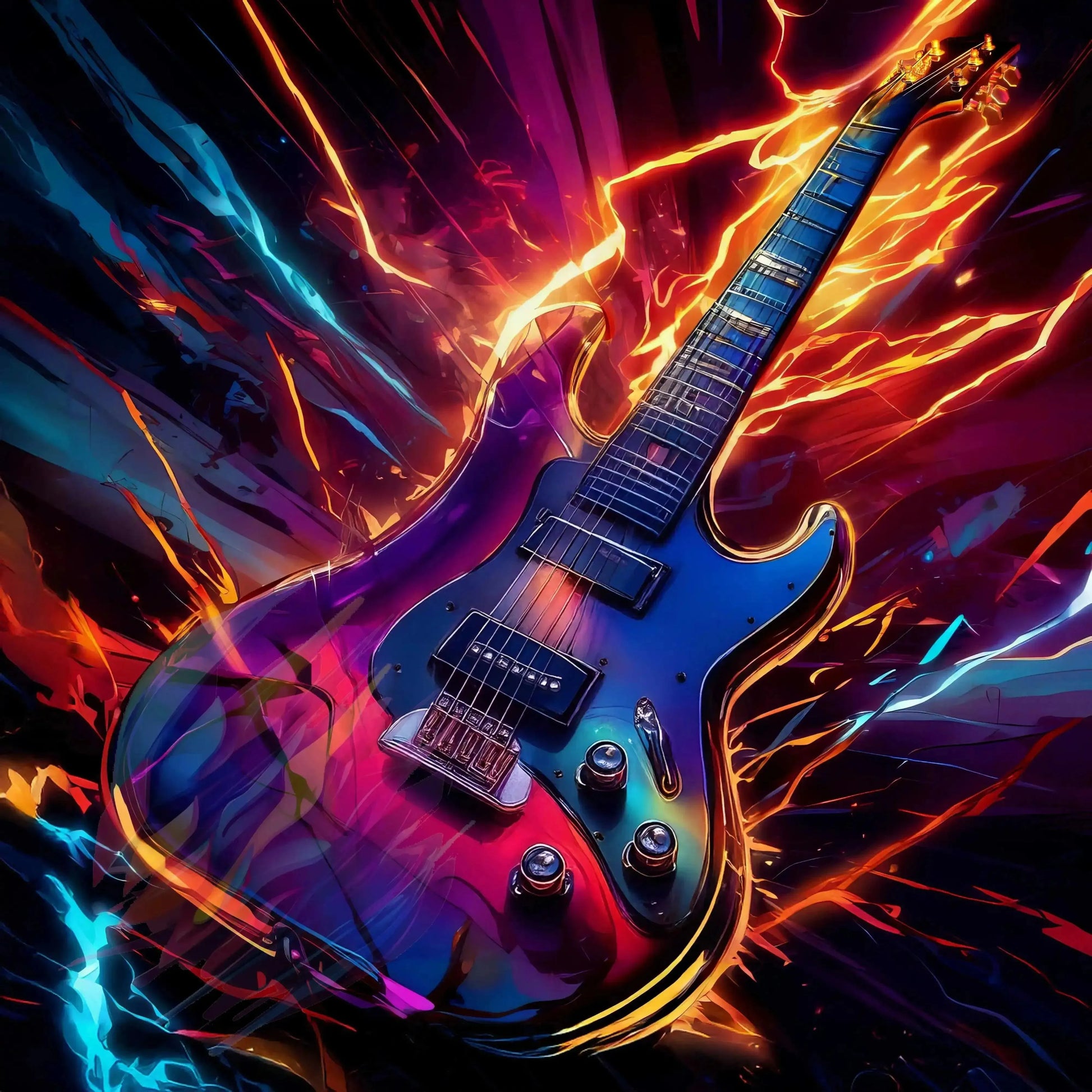 Flaming Strings - Online Schilderij - Canvas Schilderij